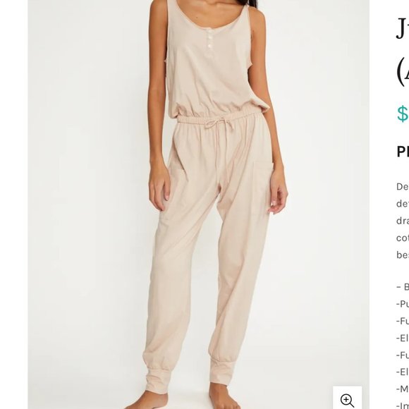 Eberjey Brie Cargo 100% Peruvian cotton jumpsuit - Picture 2 of 14